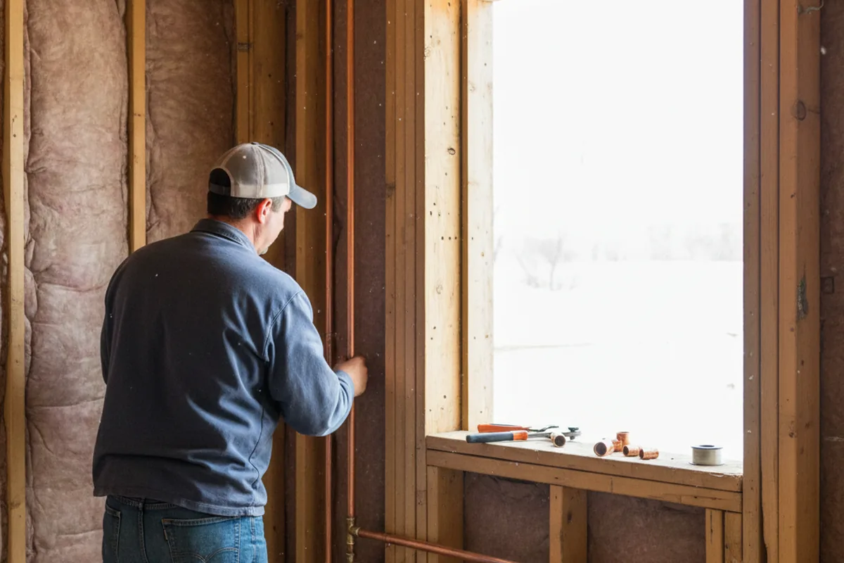 Licensed plumber running new copper supply lines in a Chapel Hill home